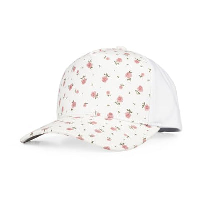 C.C Women's Criss-Cross Ponytail Trucker Hat - Snapback, One Size - color: Ditsy Flower-white