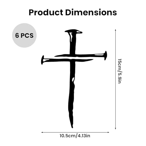 6 Pcs Cross Decals for Cars, Christian Stickers, Waterproof Vinyl, Removable No-Residue Adhesive for Windows, Trucks, Motorcycle Helmets, Laptops, Weatherproof Faith Vehicle Accessories Gift