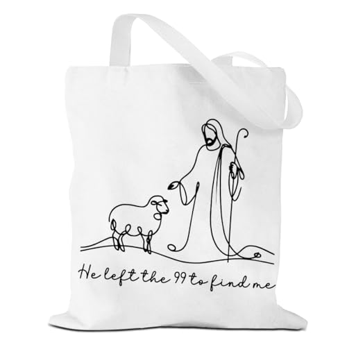 VICBOU Bible Verse Canvas Tote Bag Religious Christian Gifts for Women Men Faith Canvas Tote Reusable Grocery Bag - color: Jesussheep