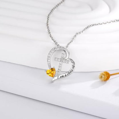 MANBU Sterling Silver Cross I am a Child of God Necklace for Girls - style: 11-November