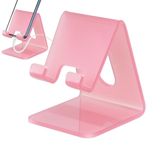 Tomorotec Pink Acrylic Phone Stand, Portable Phone Holder for Desk - color: Pink, size: Basic Style