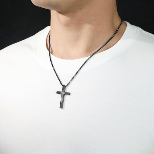 Football Cross Necklace for Boys Men - color: Black, style: 1：9 Be strong Be brave Be fearless