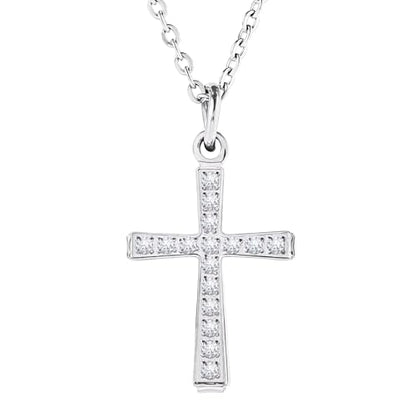 Gold Cross Necklace for Women Diamond Necklace for Women Sparkling Cubic Zirconia Pendant 18K Gold Plated Cross Pendant Religious Jewelry with Diamond Birthday Gift Christian Gifts for Her - color: White Gold, style: Small Cross