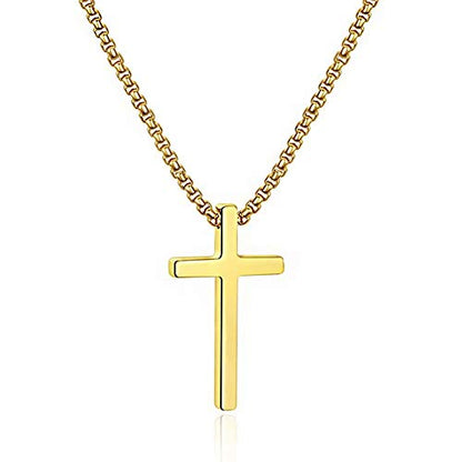 M MOOHAM Cross Necklace for Men Teen Boys 16-30 Inch - color: "Gold: Cross Pendant 1.2"*0.7"