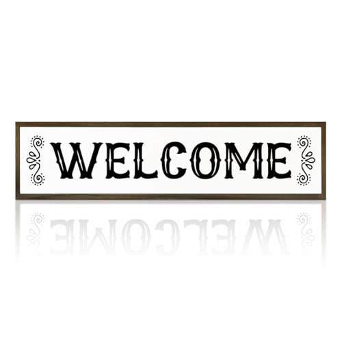 Welcome Wood Sign, Farmhouse Front Door Porch Decor, Welcome Decoration for Home Cafe Shop Indoor Outdoor, New House Decors, Farmhouse Wooden Block Signs 17.8x4x1.2 inches 18 - color: Day Sign 18