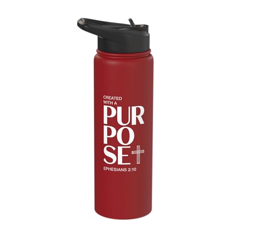 Created With A Purpose Ephesians 2 10 Verse Stainless Steel Insulated Water Bottle - color: Red