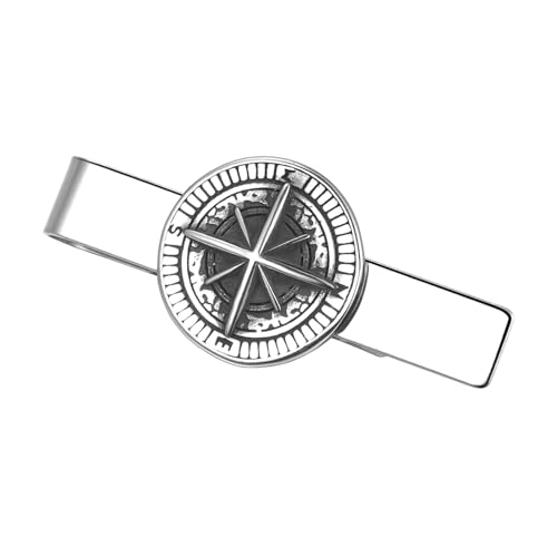 Stainless Steel Tie Clip for Men: Christian Cross Lion Compass Tie Bar Business Tie Clasp for Wedding Office Meetings Graduation - style: Compass Tie Clip