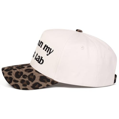 Trendy Embroidered Baseball Cap for Men & Women, Adjustable Snapback Hat for Casual Wear - color: Put It on My Dads Tab-leopard Black