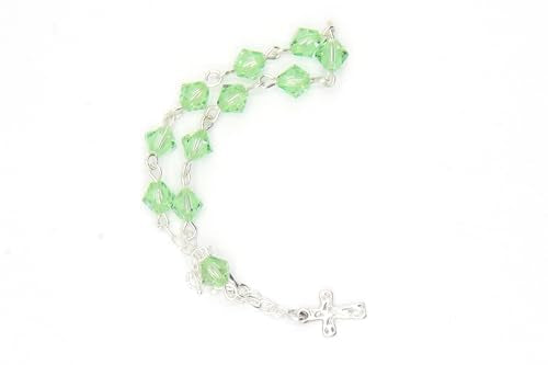 Catholic Communion Rosary Bracelet Created with Swarovski® Crystals, Glass - color: Peridot - August
