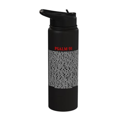 Psalms 91 Full KJV Bible Verse Protection & Safety Blessing Stainless Steel Insulated Water Bottle