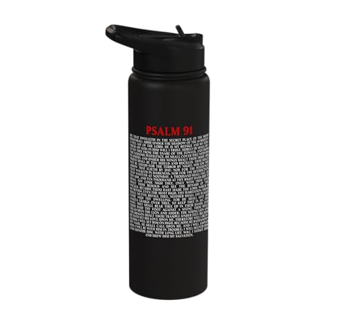 Psalms 91 Full KJV Bible Verse Protection & Safety Blessing Stainless Steel Insulated Water Bottle