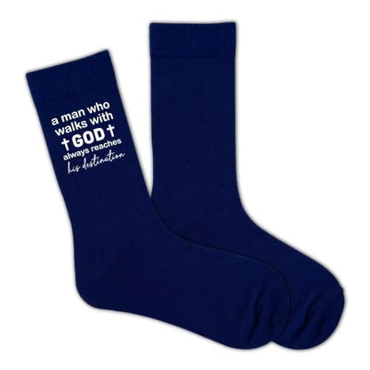 Christian Socks for Men Biblical Gifts for Dads Grandpa Husband - color: Navy Blue