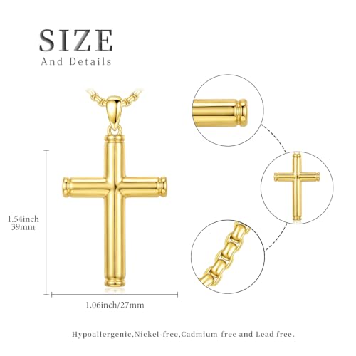 14K Gold Plated Cross Pendant Necklace Christian Jewelry Religious Gift - color: A09-Cross Gold
