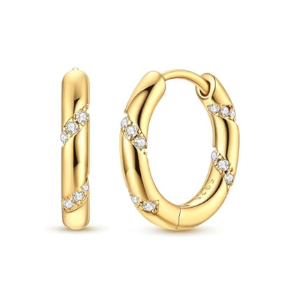LAZA 925 Sterling Silver Earrings for Women Huggies Hoop Gold Earrings - color: Gold small Hoop Earrings