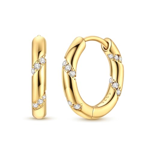 LAZA 925 Sterling Silver Earrings for Women Huggies Hoop Gold Earrings - color: Gold small Hoop Earrings