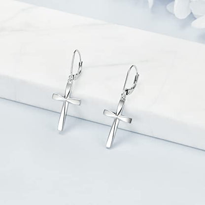 Cross Earrings 925 Sterling Silver Dangle Earring Gifts for Women - style: Origami