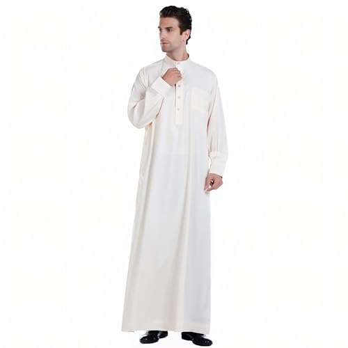 Men's Kaftan - Muslim Robe Thobe Caftan - color: Beige, size: 3X-Large