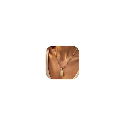 Cross Necklace for Women Girls, 14K Gold Plated Dainty Pendant Necklaces Set, Cute Trendy Faith Christian Religious Everyday Jewelry Gifts Aesthetic Accessories Non Tarnish - color: Classic Figaro