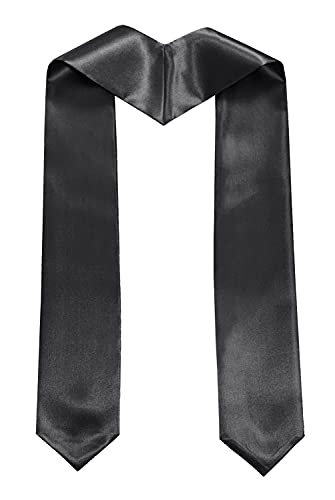 MyGradDay Plain Graduation Stole Colorful Stole for Adult Length 60",Rich in Color - color: Black