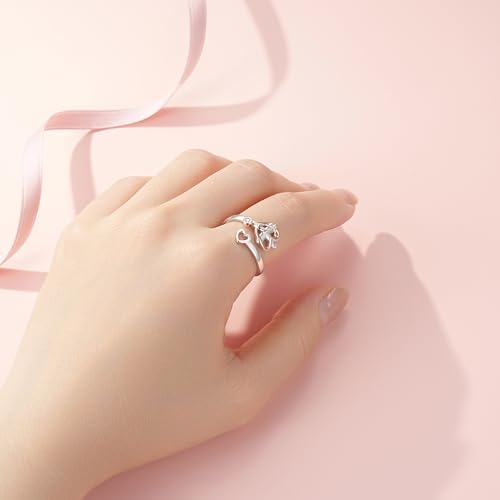 Sterling Silver Open Adjustable Ring Wrap Stack Statement Jewelry Gift - color: Beautiful girl you can do amazing things
