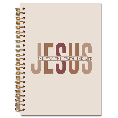 Jesus Christian Spiral Notebooks, the Way Truth Life Bible Verse Journal, Jesus Journals for Writing, Christian Gifts for Women Men, Religious Notebook for Note Taking, 5.5x8.3 Inch - color: white Bible Notebook-11