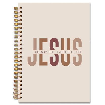 Jesus Christian Spiral Notebooks, the Way Truth Life Bible Verse Journal, Jesus Journals for Writing, Christian Gifts for Women Men, Religious Notebook for Note Taking, 5.5x8.3 Inch - color: white Bible Notebook-11