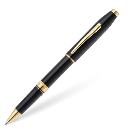 Cross Foundry Glossy Black Gold Rollerball Pen, Medium Point, Black Ink - color: Glossy Black