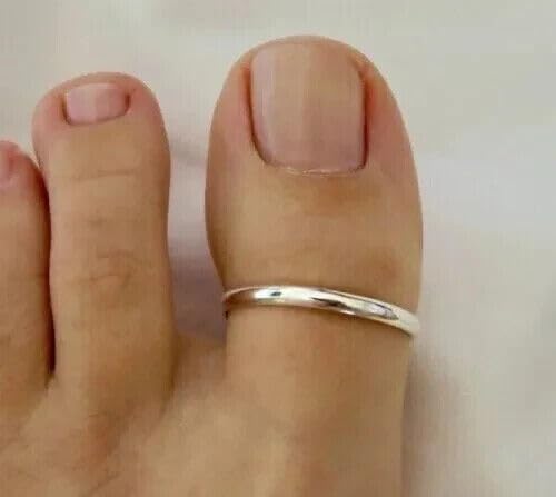 Sterling Silver Ring Stamped 925 Adjustable 2.2mm Plain Band Toe Ring Mid Ring
