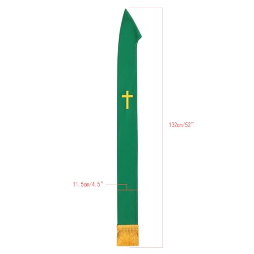 BLESSUME Church Clergy Pastor Cross Embroidered Stole - color: Green 9