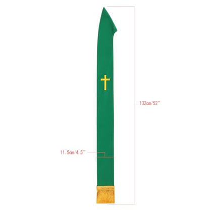 BLESSUME Church Clergy Pastor Cross Embroidered Stole - color: Green 9