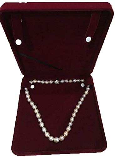 Jewelry Set Velvet Box Necklace Earring Ring Necklace Bracelet Gift Display Case Wedding Jewelry Storage Holder (Wine Red for Long Pearl Chain) - color: Wine Red for Long Pearl Chain