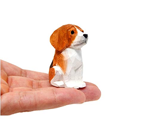 Selsela Hand-Carved Beagle Dog Figurine - Miniature Small Wooden Puppy Statue Carving, Handmade Home Decor Small Animals Pet Canine Hound for Home Decor & Collectibles - style: Beagle