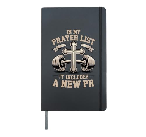 In My Prayer List Jesus Bible Christian Workout Weightlifter Hardcover Journal, Black