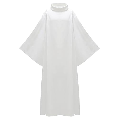 MYAYD Cotton Unisex Cassock Robe Clergy Pulpit Liturgical Church Loose Uniform Plus size White - size: XX-Large