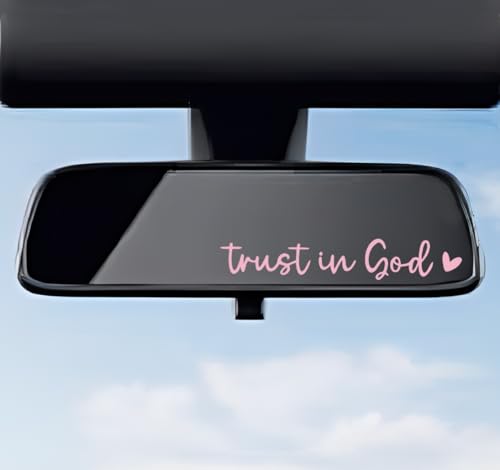 DXNQ 2 PCS Trust in God Rearview Mirror Decals, Automotive Vinyl Rear View Mirror Decorative Stickers, Waterproof Trust in God Stickers for Car Truck Laptop, Car Accessories (Pink) - color: Pink, size: 2PCS