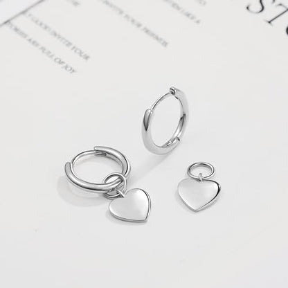 DAILY VIBES Cute Butterfly Star Cross Heart CZ Dangle Earrings for Women - color: Silver Mini Heart