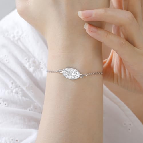 VASSAGO Virgin Mary Bracelet for Women Men Double-Sided Virgen de Guadalupe Rosary Bracelet Medal Handmade Braided Rope Catholic Christian Religious Jewelry Gift - color: Silver 1