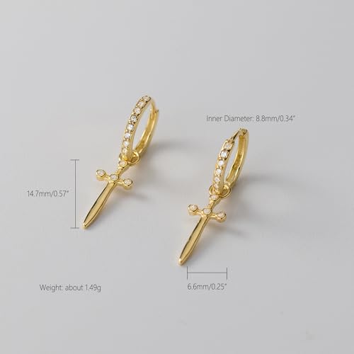SUYACS Dainty 14k Gold Plated Cross Drop Dangle Earrings for Women - color: Style 2-Gold