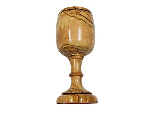 LION OF JUDAH MARKET Communion Holy Land Wine Cup Chalice Olive Wood Goblet by Bethlehem Gifts TM (6 inch)