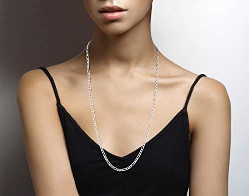 Miabella Italian 925 Sterling Silver 5mm Figaro Chain Necklace Men Women - style: Length 30 Inches