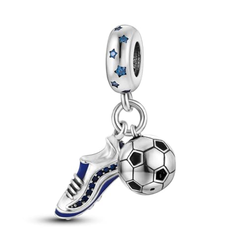 Sport Religious Charm 925 Sterling Silver Pendant,Jewelry Beads Gifts for Women Bracelet&Necklace - color: Soccer shoe and Football Dangle