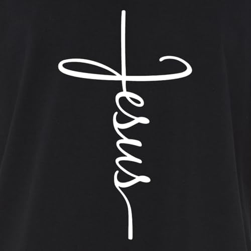 Jesus Cross T-Shirt - Christian Religious Graphic Tee for Men Women - color: Black, size: Large