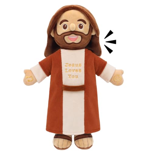 Speaking Jesus Doll - Speaks 36 Bible Verses & 10 Songs, 13” Talking Plush - color: Red