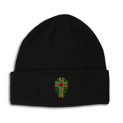 Custom Patch Beanie Faith Cross Jesus Christian God Skull Cap Hats for Men & Women Acrylic One Size - color: Black Design Only