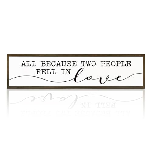 Love Quote Sign, Farmhouse Wooden Box Signs, Bride To Be Decorations, Home Decor for Bedroom Living Room, Engagement Wedding Marriage Decor, All Because Two People Fell In Love Sign, Family Wood Sign - color: Day Sign 01