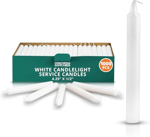 Concordia Supply 4.25" x 1/2" White Candlelight Vigil Candles, Box of 1000 - size: 4.25 inches, style: 1000ct