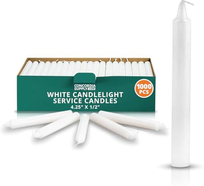 Concordia Supply 4.25" x 1/2" White Candlelight Vigil Candles, Box of 1000 - size: 4.25 inches, style: 1000ct