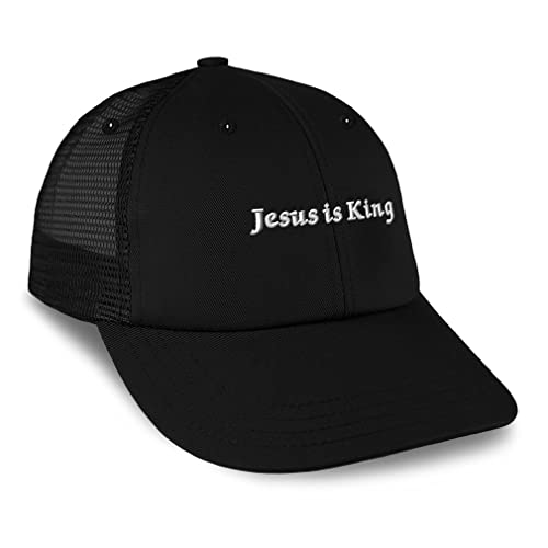 Custom Mesh Cap Jesus is King Medieval Style God Christ - color: Black Design Only