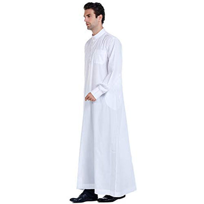 Lenmipot Men's Muslim Clothes Durable Kaftan Robe Dubai Long Gown Ethnic Clothes,1pc Soft Robe - color: B White, size: Large