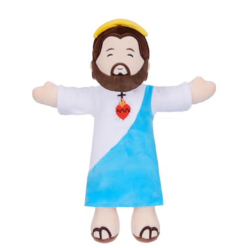 Jesus Plush Christianity Stuffed Animal - 13 Inch Kids' Blue Jesus Figurine Pillow Heart Embroidery for Christian Gifts - style: Blue Jesus Figurine